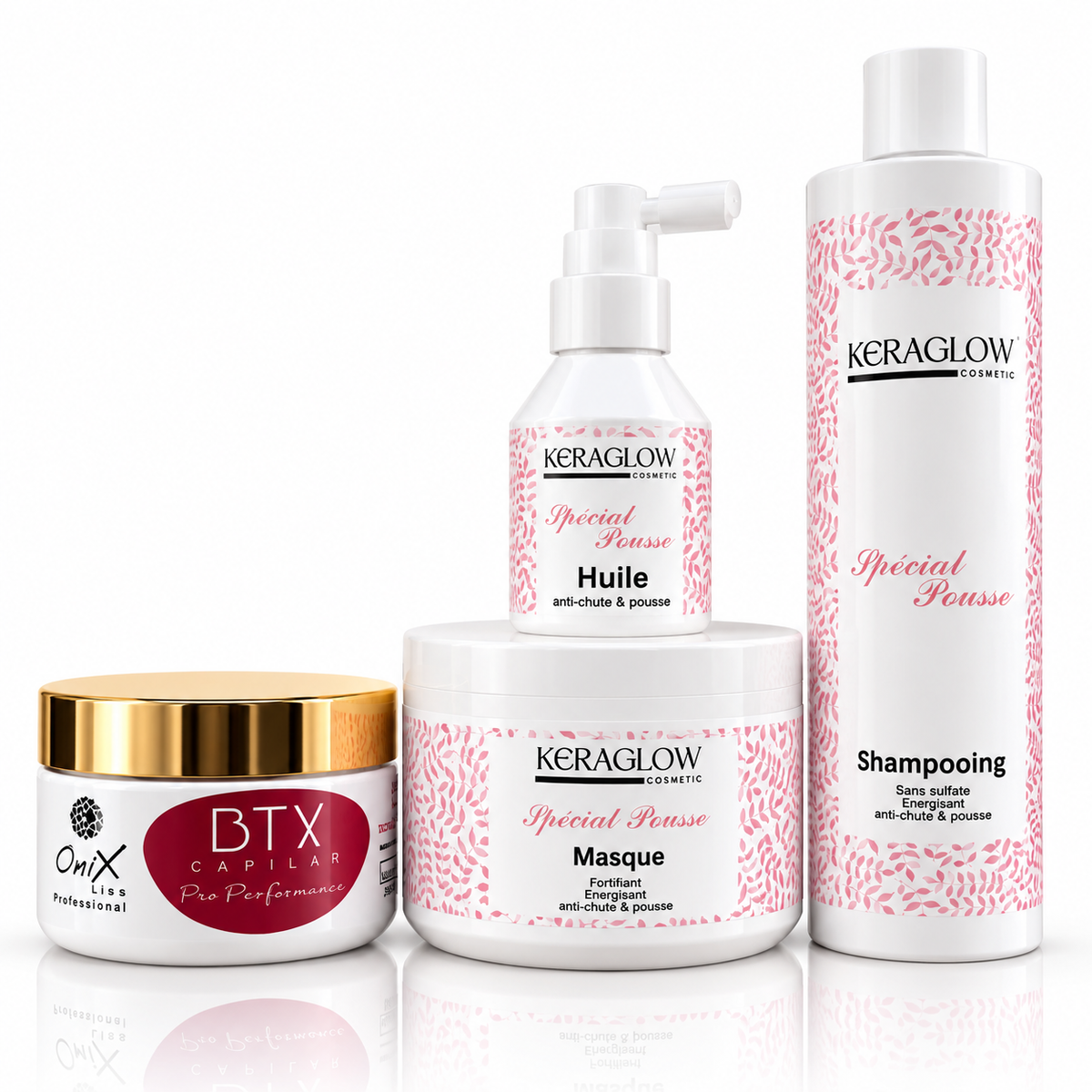 Coffret Anti-Chute & Pousse Complet ONIX BTX Capilar Pro Performance + Keraglow Spécial Pousse Shampooing + Masque + Huile — Cure Cheveux Fragilisés