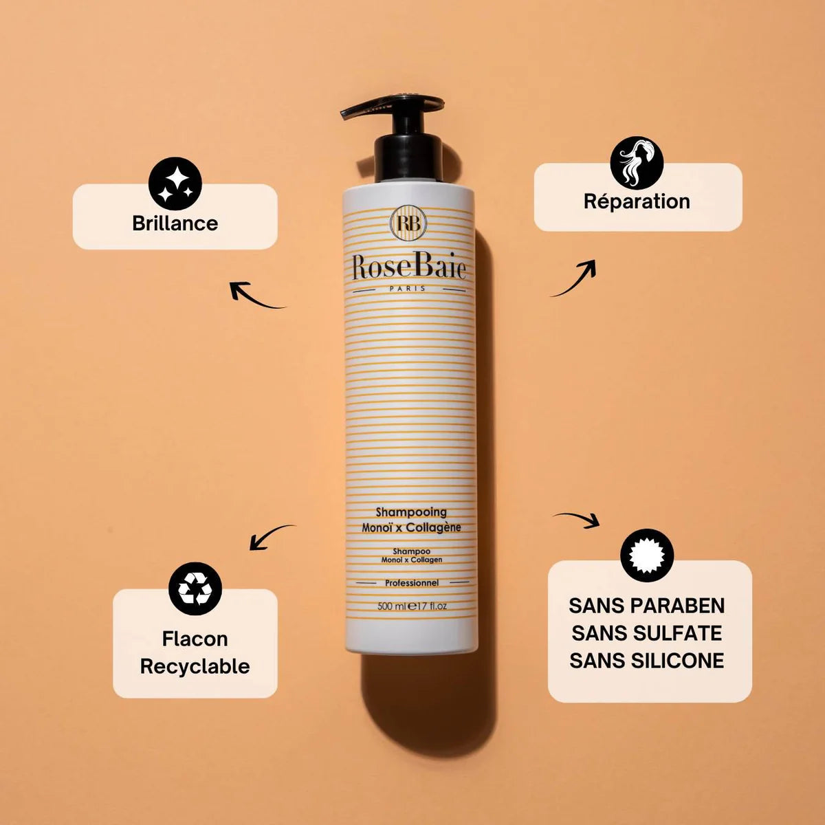 Sulfatfreies Shampoo für die Haare MONOI X COLLAGEN 500 ml