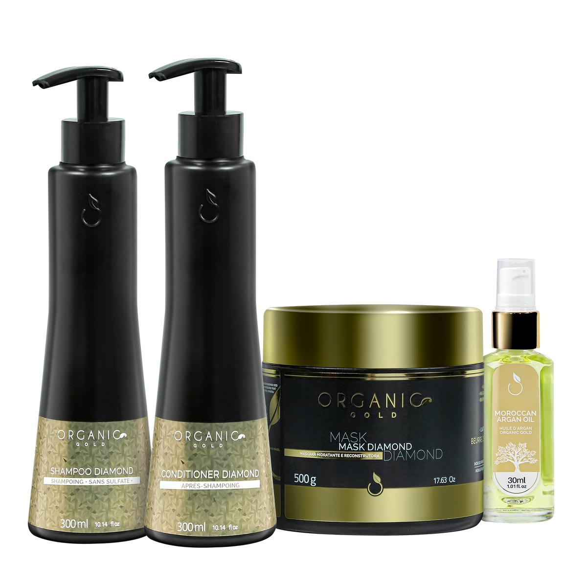 Kit de soins Diamond Organic gold 4 produits – Keraliss-lissage