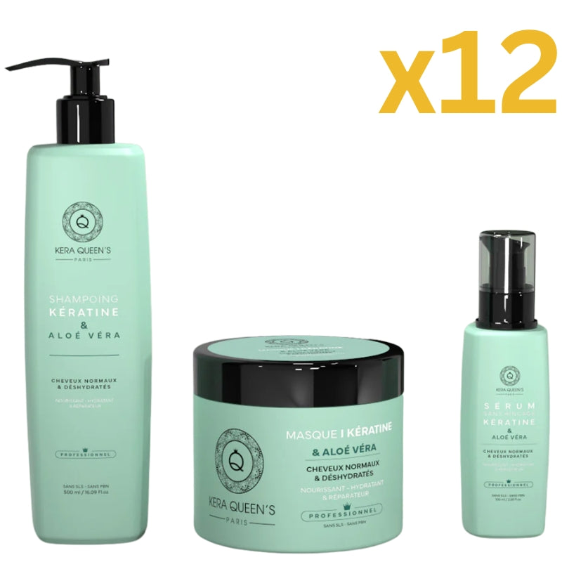Lot Pour Pro Kit Sans Sulfate Kera Queen's Rituel Keratine et Aloe Vera Lissage Expert