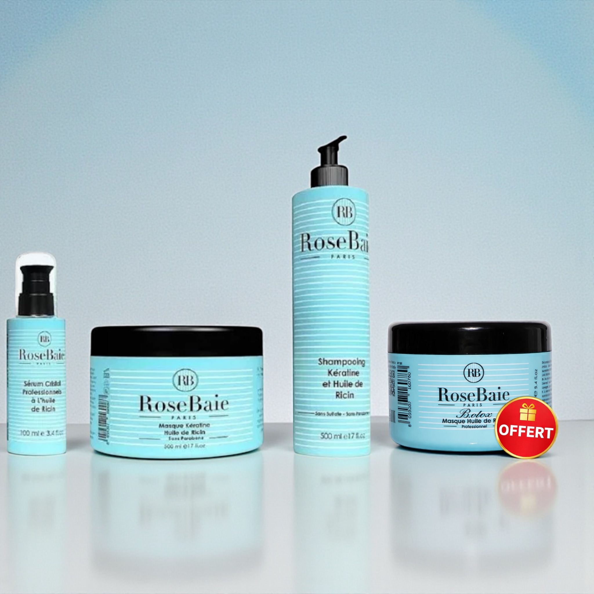 Kit Rose Baie Ricin – Routine Hydratation & Entretien Lissage + BTX 250 ml OFFERT