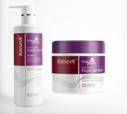 Duo Karseell Violet – Shampoing 500 ml + Masque 500 ml | Anti-Reflets Jaunes – Blonds, Gris & Décolorés