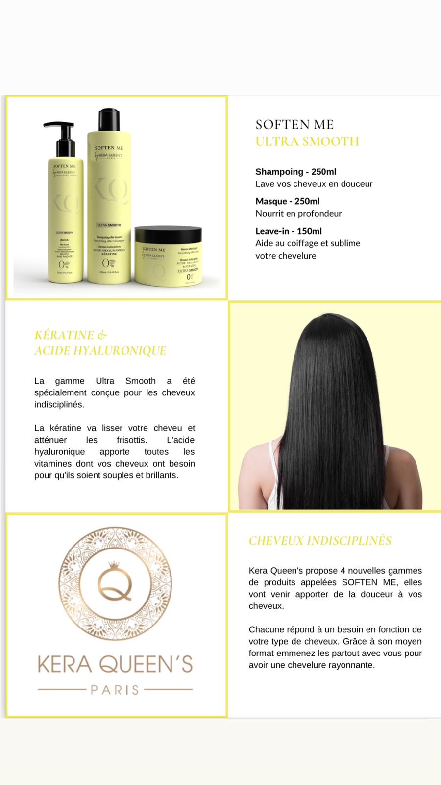 Soin cheveux trio -Ultra Smooth- Sans sulfate - sans parabène - Soften Me 3produits