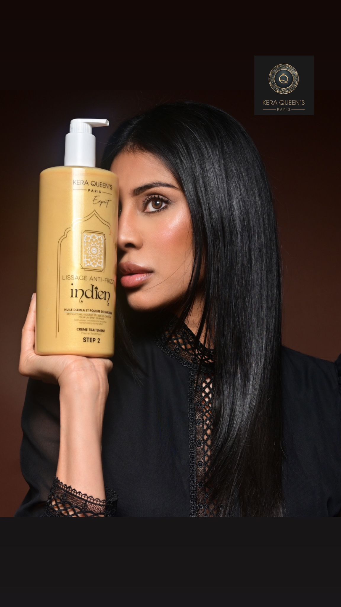 Lissage Indien Anti-Frizz Kera Queen’s – Kit 2 Produits (Shampoing + Crème)