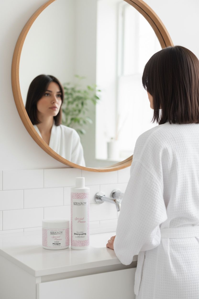 KERAGLOW Shampoing, Masque Spécial Pousse – & Huile Anti-Chute Énergisants sans Sulfate