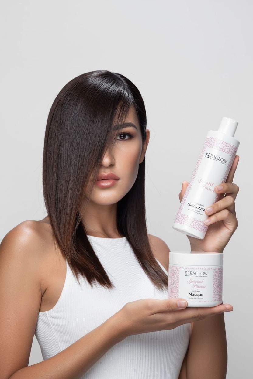 KERAGLOW Shampoing, Masque Spécial Pousse – & Huile Anti-Chute Énergisants sans Sulfate