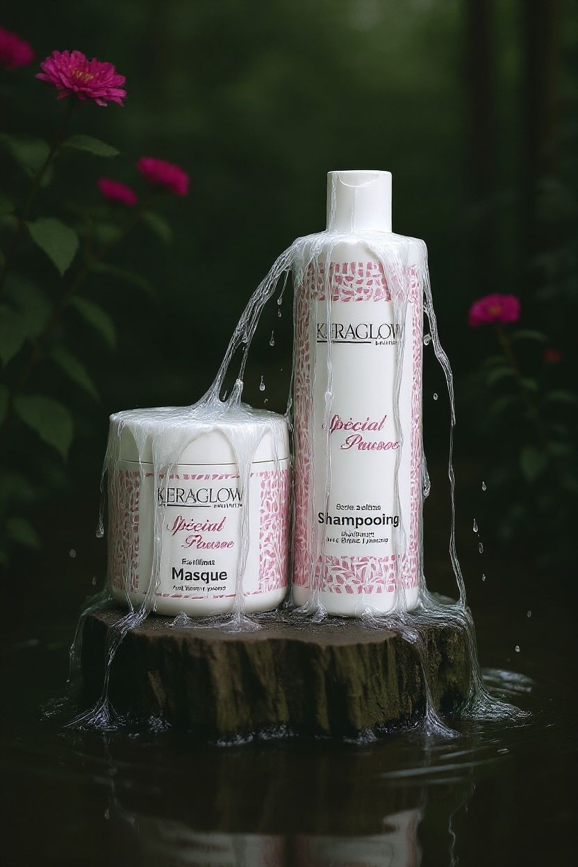KERAGLOW Shampoing, Masque Spécial Pousse – & Huile Anti-Chute Énergisants sans Sulfate