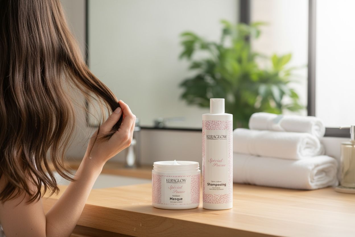 KERAGLOW Shampoing, Masque Spécial Pousse – & Huile Anti-Chute Énergisants sans Sulfate