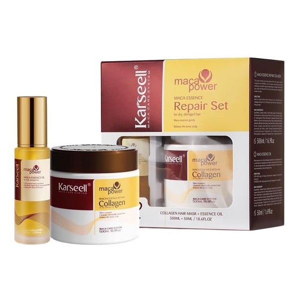 Coffret Karseell Maca Power – Masque 500 ml & Sérum Argan 50 ml | Hydratation & Réparation Intense