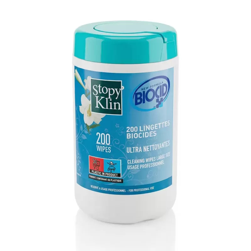 Lingettes désinfectantes Stopy Klin x200 biocide salon