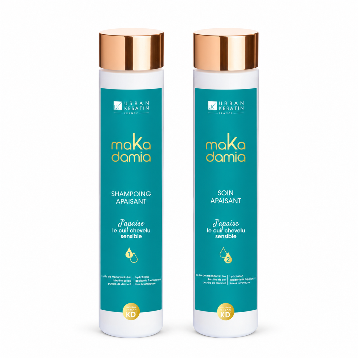 Duo shampooing et soin – Lot de 6 duos Makadamia J’apaise Urban Keratin – Shampooing + Soin
