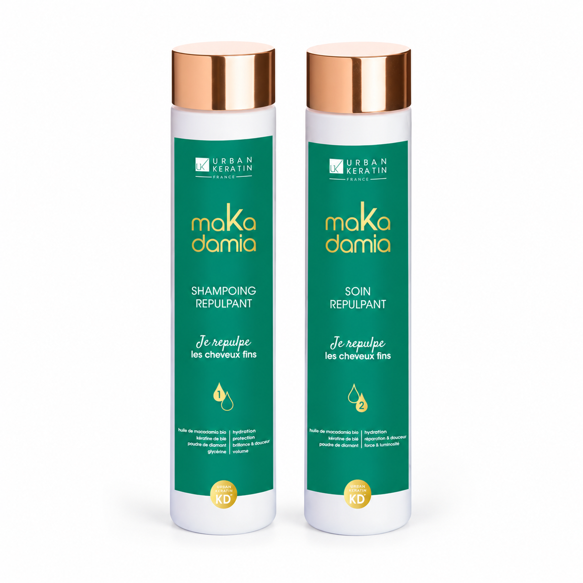 Duo shampooing et soin – Lot de 6 duos Makadamia Je repulpe Urban Keratin – Shampooing + Soin