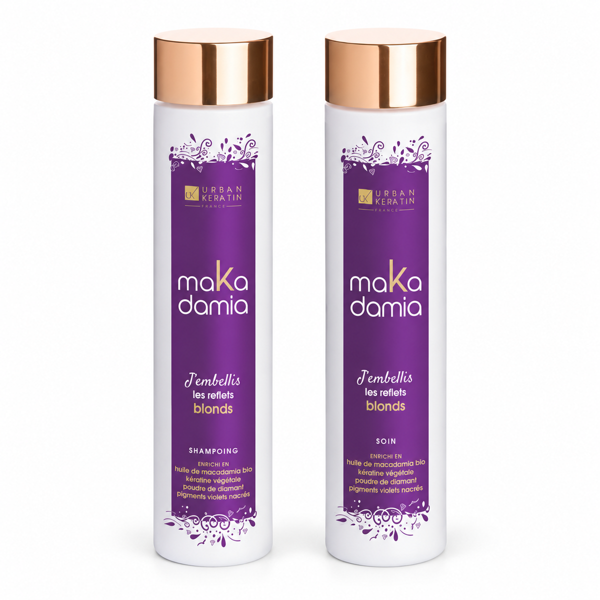 Duo shampooing et soin – Lot de 6 duos Makadamia Reflets blonds Urban Keratin – Shampooing + Soin