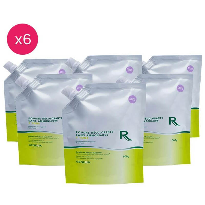 Pack de 6 poudres décolorantes 7 tons sans ammoniaque Generik 500g