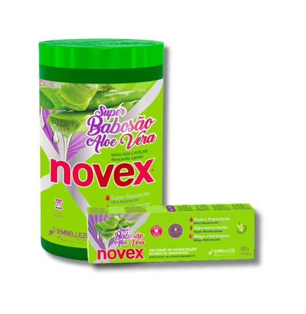 Pack NOVEX Super Aloe Vera – Masque 400 g + Recharge 80 g | Hydratation & Réparation Intense  ⸻