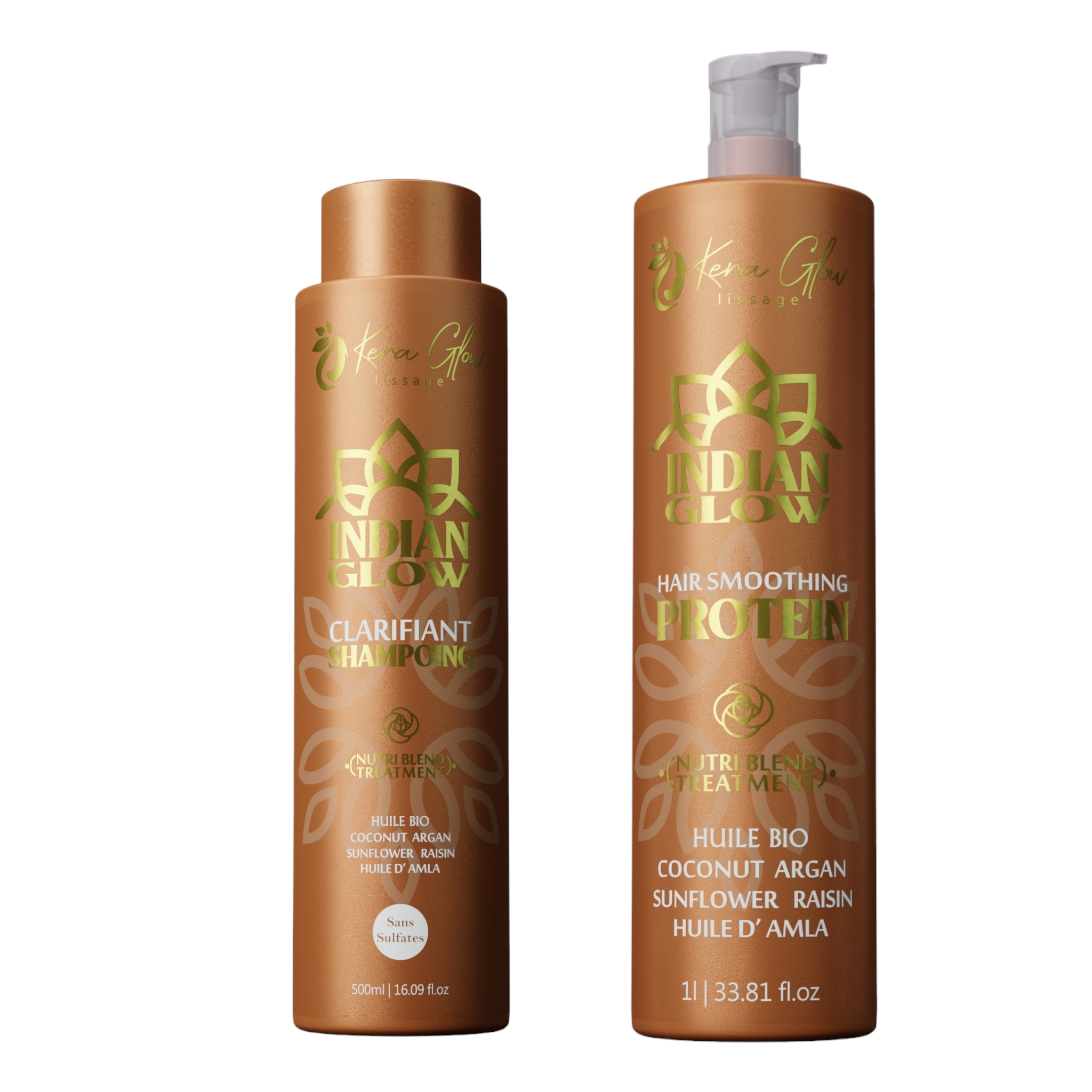 Lissage indien Kera Glow kit complet step1&step2 lissage + shampong keratine sans sulfate 500ml offert